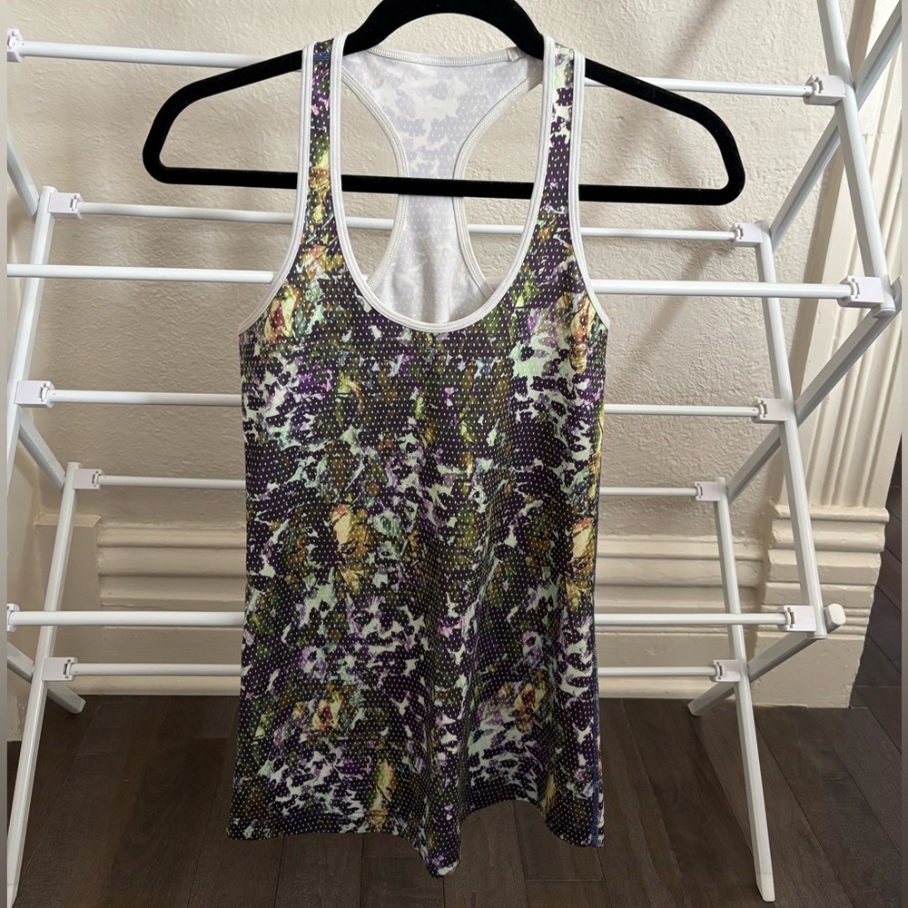 Lululemon Athletica Purple and Green Patterned Tank Top